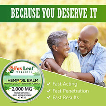 Load image into Gallery viewer, Foxleaf Organics Hemp Oil Balm w/Arnica & Turmeric | 2,000 MG | Unscented | All Natural Formula | Made in USA – 2oz