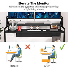 Load image into Gallery viewer, Tribesigns Computer Desk with Hutch, 55-Inch Large Gaming Desk with Storage Shelves, Studio Workstation Desk Studying Writing Table for Home Office