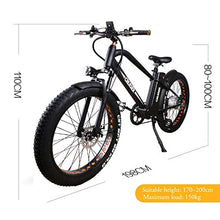 Load image into Gallery viewer, NAKTTO 26" 500W Electric Bicycle Fat Tire Mountain EBike 6 Speeds Gear, Removable 48V12A Lithium Battery Smart Multi Function LED Display - with 48V12A Lithium Battery