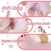 Load image into Gallery viewer, LseLom Girls Unicorn Slippers Warm Anti-Slip Kids Bedroom Shoes Memory Foam Cute Animals Soft Toddler House Slippers Indoor Outdoor Little Kid 13 Pink