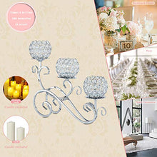 Load image into Gallery viewer, Candelabra Home Holiday Decorative,Silver Candlestick Centerpiece,flameless Candles,Crystal Candle Holders for Wedding Dining Coffee Table Candlelit Banquet Fireplace Wall
