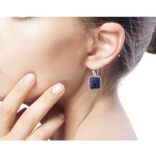 Load image into Gallery viewer, NOVICA Lapis Lazuli .925 Sterling Silver Rectangular Dangle Earrings 'Good Will Spirit'
