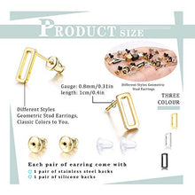 Load image into Gallery viewer, IRONBOX 21 Pairs Geometric Stud Earrings Stainless Steel Minimalist Earring Sets Simple Circle Triangle Square Bar Earrings for Women