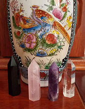 Load image into Gallery viewer, Luckeeper Healing Crystal Wands,2" Amethyst Crystal, Rose Quartz,Clear Quartz and Black Obsidian,6 Faceted Reiki Chakra Stones 4 pcs