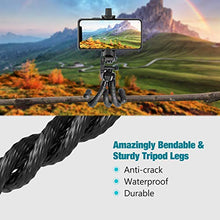 Load image into Gallery viewer, Phone Tripod Flexible Upgraded, 11" Portable Cell Phone Camera Travel Tripod Stand with Wireless Remote Shutter and Universal Phone Mount, Compatible with iPhone, Android Phones, Sports Camera GoPro