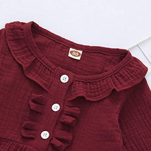 Load image into Gallery viewer, Baby Girl Outfits 6-9 Months Infant Baby Clothes Red Ruffle Sleeve Shirt Toddler Ripped Jeans Denim Pants Set 6-12 Months Girl Clothes