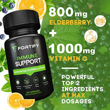 Load image into Gallery viewer, Immune System Booster Antioxidant Supplement, Elderberry Capsule, with Vitamin C, Vitamin D, Zinc, Supports Natural Energy, Memory, and Stress Relief - 60 Capsules