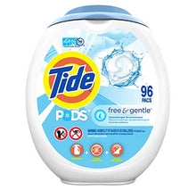 Load image into Gallery viewer, Tide PODS Free and Gentle Laundry Detergent, 96 Count, Unscented and Hypoallergenic for Sensitive Skin, Free and Clear of Dyes and Perfumes, HE Compatible (Packaging May Vary)