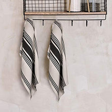 Load image into Gallery viewer, Urban Villa Set of 3 Kitchen Towels Highly Absorbent 100% Cotton Dish Towel 20X30 Inch with Mitered Corners Trendy Stripes Black/White Bar Towels & Tea Towels
