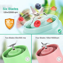 Load image into Gallery viewer, iOCSmart Portable Personal Blender, USB Rechargeable Wireless Electric Juicer Blender for Fruits Smoothie Shakes Baby Food with Cup Lid, Silicone Straw, 4000mAh High Capacity Batteries (Blue)