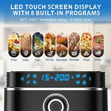 Load image into Gallery viewer, LC POWER Air Fryer,Large Electric Hot Air Fryers Oven Oilless Cooker(Recipe book),Bake Roast Reheat Deep Fryer,LED Digital Touch Screen,8 Cooking Presets,Nonstick Square Frying Pot with Preheat & Shake Reminder,Auto Shut-off and Memory Function,1500W,4.0