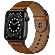 Load image into Gallery viewer, OUHENG Compatible with Apple Watch Band 41mm 40mm 38mm 45mm 44mm 42mm, Genuine Leather Bands Replacement Strap for iWatch SE Series 7 6 5 4 3 2 1 (Retro Brown/Black, 41mm 40mm 38mm)
