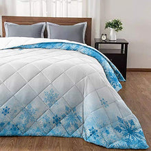 Load image into Gallery viewer, Down Alternative Reversible Comforter Cotton Fill Quilted Throw Blanket Snowflakes Irregular Winter Lightweight Ultra Soft Bedding Set All Season Duvet Insert, Oversized King Blue and White
