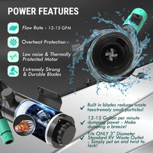 Load image into Gallery viewer, LATCH.IT RV Macerator Pump | 12V Quick-Release Macerator Pump for RV | RV Waste Pump Macerator w/All Fittings, Hoses & Clamps You’ll Need | Portable RV Pump | Dump 12-15 Gallons of Waste per Minute!