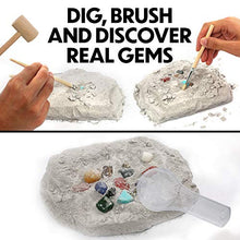 Load image into Gallery viewer, LotFancy Gem Digging Kit for Kids, Gemstone Dig Kit, Gem Mining Tool, Excavate 20pc Gemstones Including Crystal Amethyst Topaz - STEM Science Toy Gift with Storage Pouch for Boys Girls Adults