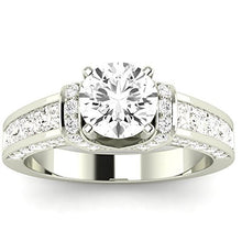 Load image into Gallery viewer, Platinum 1.9 CTW Round Cut Contemporary Channel Set Princess And Pave Round Cut Diamond Engagement Ring, K Color SI1-SI2 Clarity Center Stone