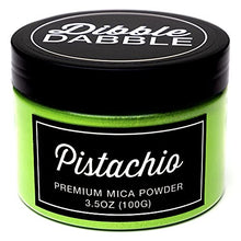 Load image into Gallery viewer, Dibble Dabble Mica Powder - Pistachio 100g - Cosmetic Grade Mica Pigment Powder for Soap Making, Epoxy Resin, Lip Gloss, Nails, Bath Bombs, Slime (Green)