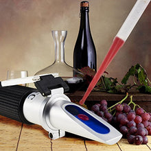 Load image into Gallery viewer, Refractometer for Grape Wine Making Dual-Scale - Automatic Temperature Compensation Alcohol 0-25% & Brix 0-40% Hydrometer Specific Gravity