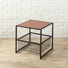 Load image into Gallery viewer, ZINUS Dane 20 Inch Black Frame Side Table with Storage Basket / End Table / Easy Assembly, Red mahogany wood grain