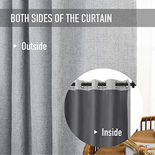Load image into Gallery viewer, 100% Blackout Curtains Extra Wide Blackout Curtains 100 Inch Patio Door Curtains Linen Blackout Curtain Burlap Curtains for Sliding Glass Door(W100 x L84 1 Panel, Gray)