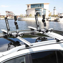 Load image into Gallery viewer, IKURAM R Kayak/Surf/Ski Roof Carrier Rack of J-Style Folding Universal Field & Stream 3-in-1 Multifunction for Canoe, SUP, Kayaks, Surfboard and Ski Board Rooftop Mount on SUV, Car and Truck