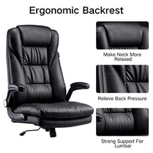 Load image into Gallery viewer, Hbada Ergonomic Executive Office Chair, PU Leather High-Back Desk Chair, Swivel Rocking Chair with Flip-up Padded Armrest and Adjustable Height, Black