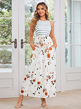 Load image into Gallery viewer, Simplee Women's 2023 Summer Striped Floral Maxi Dresses Sleeveless Casual Loose Maxi Dress for Women Tank Top Patchwork Long Dress with Pockets