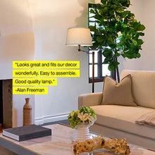 Load image into Gallery viewer, Brightech Caden Swing Arm LED Floor Lamp- Classic Lamp with Extending Arm - Diffusing Lamp Shade - Tall Industrial Uplight for Living Room, Family Room, Office or Bedroom - Bronze