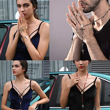 Load image into Gallery viewer, U7 Women Mens 18K Gold Plated Stainless Steel Link Colorful Evil Eye Beaded Rosary Necklace with Crucifix and Medal