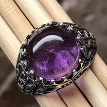 Load image into Gallery viewer, Natural Cabochan Amethyst 925 Solid Sterling Silver Men's Ring Size 9, 9.75, 10, 11, 11.75, 12, 13