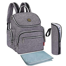 Load image into Gallery viewer, Qimiaobaby Multi-Function Baby Diaper Bag Backpack with Changing Pad and Portable Insulated Pocket (Grey)