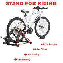 Load image into Gallery viewer, Walmann Bike Trainer Stand Portable Indoor Stationary Bicycle Exercise Magnetic Resistance with Front Wheel Riser Block and 6 Variable Speed Level, Quick Release - for Road & Mountain Bikes