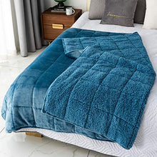 Load image into Gallery viewer, Mr.Sandman Sherpa Fleece Weighted Blanket 15lbs for Twin/Full Size Bed with Dual-Sided Slate Blue, Cozy Fluffy Bed Blanket for Adults - 48"x72"