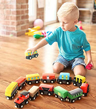Load image into Gallery viewer, DeXop Wooden Train Set, Toy Train Sets for Kids, Wood Train Set for Toddlers,12PCS Toy Trains for 1 2 3 4 Year Old Boys