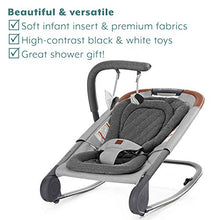 Load image into Gallery viewer, born free KOVA Baby Bouncer - Baby Rocker with Two Modes of Use, Removable Toys and Compact Fold for Storage or Travel - Easy to Clean, Machine Washable Fabrics, Grey