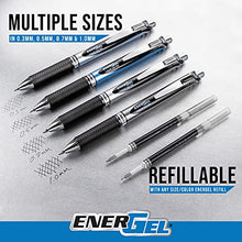 Load image into Gallery viewer, Pentel Gel Ink Pen, EnerGel RTX Gel Pens, 0.7 mm Metal Tip, Black/Silver Barrel, Blue Ink, 12 Each (BL77-C)