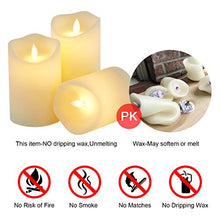 Load image into Gallery viewer, Flickering Flameless Candles Waterproof Outdoor Candles Battery Operated Candles with Remote Cycling 24 Hours Timer(D: 3.25"x H: 4"5"6")LED Candles Plastic Pack of 3 Large Pillar Candles
