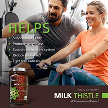 Load image into Gallery viewer, Organic Milk Thistle Capsules, 1500mg 4X Concentrated Extract with Silymarin is The Strongest Milk Thistle Supplement Available. Great for Liver Cleanse & Detox! 120 Vegetarian Capsules