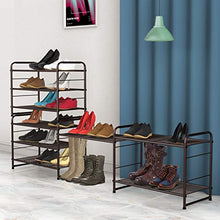 Load image into Gallery viewer, Simple Trending 3-Tier Stackable Shoe Rack, Expandable & Adjustable Shoe Shelf Storage Organizer, Wire Grid, Bronze
