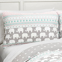 Load image into Gallery viewer, Lush Decor Elephant Striped Quilt Reversible 5 Piece Kids Bedding Set, Full/Queen, Pink & Turquoise
