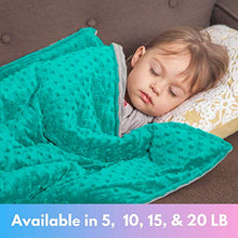 Load image into Gallery viewer, Roore 5 lb Weighted Blanket for Kids I 36"x48" I Weighted Blanket with Plush Minky Teal Removable Cover I Weighted with Premium Glass Beads I Perfect for Children from 40 to 60 lb