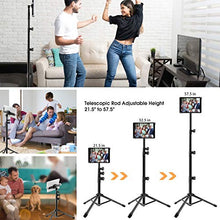 Load image into Gallery viewer, iPad Stand Tripod, Sunhop 57" Foldable Floor Bluetooth Control Mount Tablet Stand, 360 Rotating Height Adjustable for iPad Air, iPad Pro 9.7"/10.5"/11"/12.9" and More 9 to 14.5 Inch Tablets