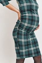 Load image into Gallery viewer, LaClef Women's Ruched Bodycon Basic Maternity Dress (Green/Multi Plaid, L)