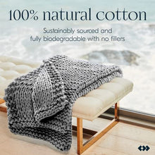 Load image into Gallery viewer, Handmade Chunky Knit Weighted Blanket 15 Pounds, 100% Cotton No Fillers, Breathable, Soft & Calming, All-Season Evenly Weighted Throw (Light Gray)