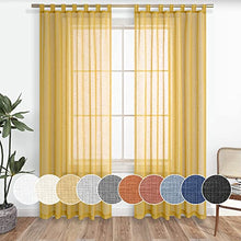 Load image into Gallery viewer, KOUFALL Gold Curtains 108 Inches Long for Patio Sliding Glass Door Outdoor 2 Panels Set Tab Top Extra Long Linen Look Textured Semi Sheer Mustard Yellow Drapes for Living Room 52x108 Inch Length 9 Ft
