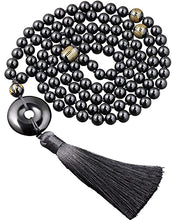 Load image into Gallery viewer, Lightock 108 Mala Beads 8mm Necklaces for Women Men Black Obsidian Peace Buckle/Agate Heart Sutra Healing Gemstone Prayer Charm for Meditation