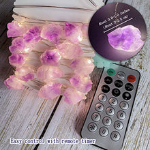 Load image into Gallery viewer, TAMOYO Amethyst String Lights, Natural Crystal LED String Lights 10FT 30LEDs for Summer Decoration, Valentine's Day, Wedding, Birthday Party, Bedroom Decoration