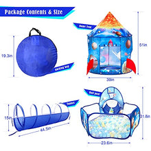 Load image into Gallery viewer, PigPigPen 3pc Kids Play Tent for Boys with Ball Pit, Crawl Tunnel, Rocket Ship Tents for Toddlers, Baby Space World Playhouse Toys, Boys Indoor& Outdoor Play House, Perfect Kid’s Gifts
