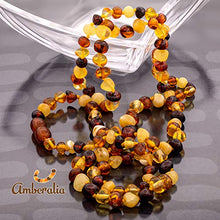Load image into Gallery viewer, Amberalia Adult Baltic Amber Necklace - Anti Inflammatory - beads size between 6.5 and 7.5mm Lab-tested, Certified Genuine Amber Polish Multicolor - XL (19.7”)