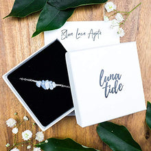 Load image into Gallery viewer, Blue Lace Agate Bead Bar Crystal Necklace in Sterling Silver